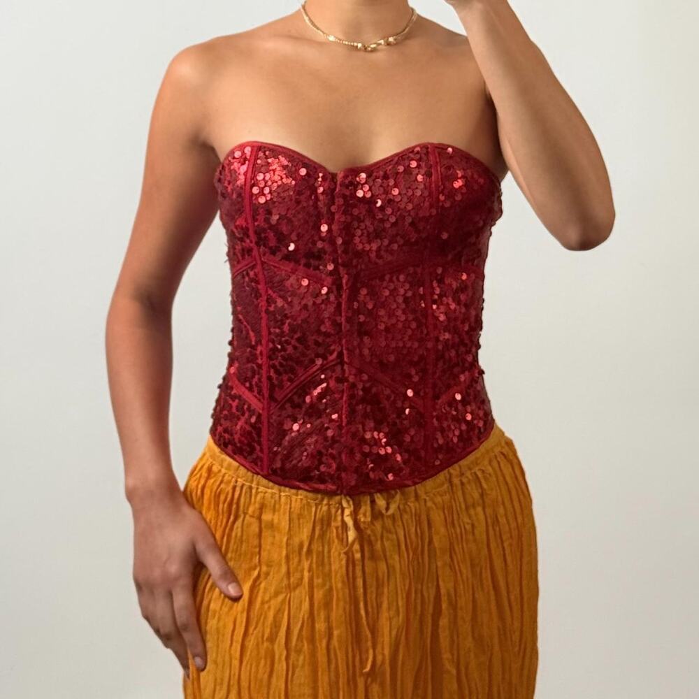 Red Sequined Corset S